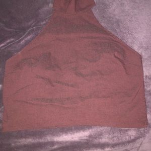 Cross back high neck crop top